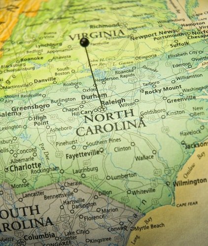 A map of community locations where people come from to see our North Carolina dentist